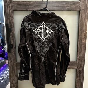 Roar Black Shirt with White Embroidery